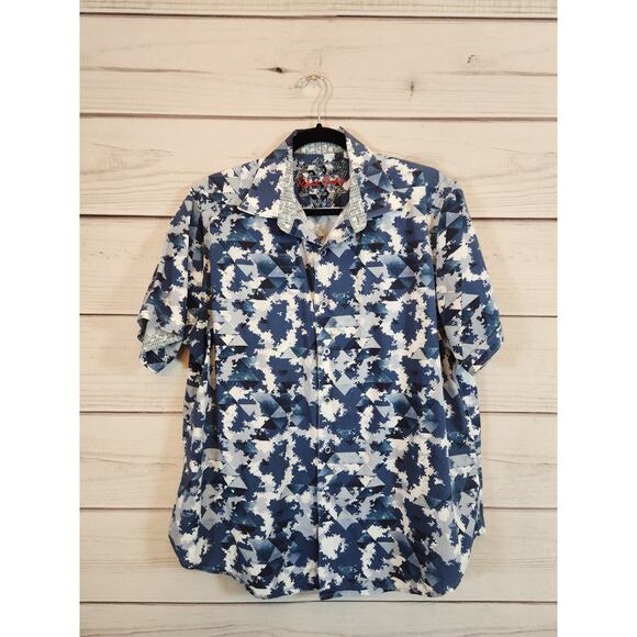 Robert Graham Men's Blue Gray‎ Camouflage Classic Fit Button Down Shirt Size XL - Picture 1 of 7